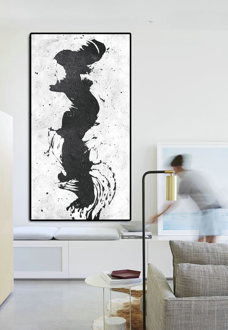 Original Art Acrylic Painting,Oversized Panoramic Minimal Art On Canvas - Artwork For Sale